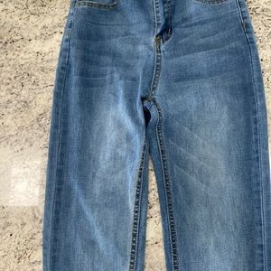 Plain blue, high wasted, skinny jeans